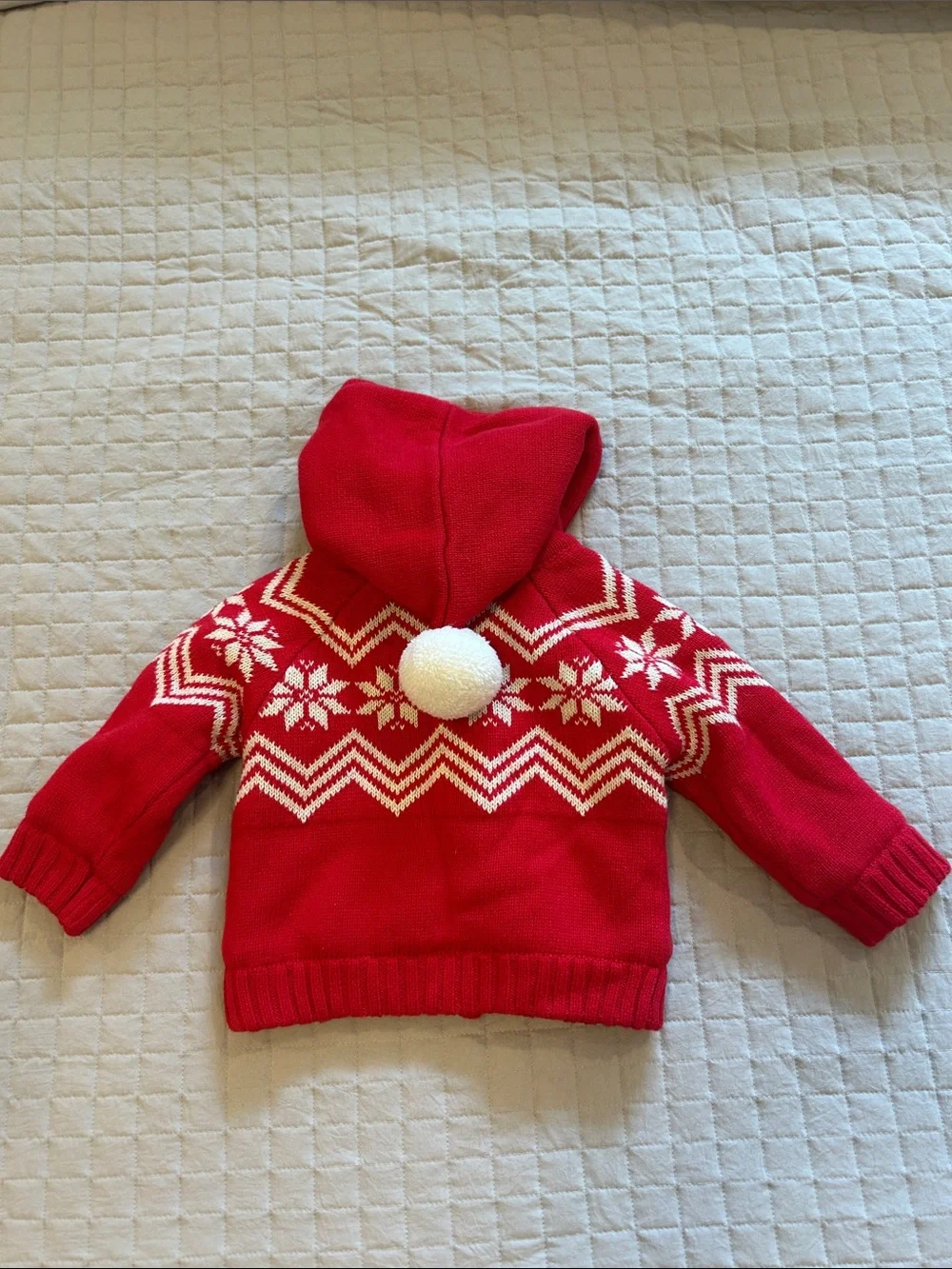 Hanna Andersson Red Knit Baby Hoodie & Cable Knit Overalls Set